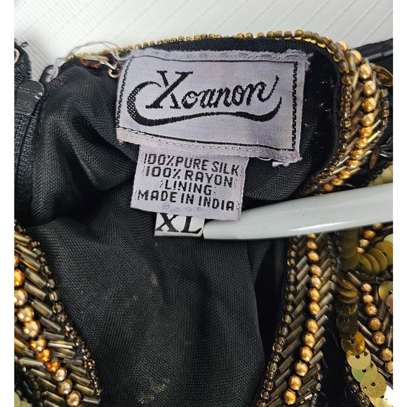 Mob WIFE Vintage 1980s Beaded Silk Cocktail/Evening Dress Sz XL - Picture 9 of 10